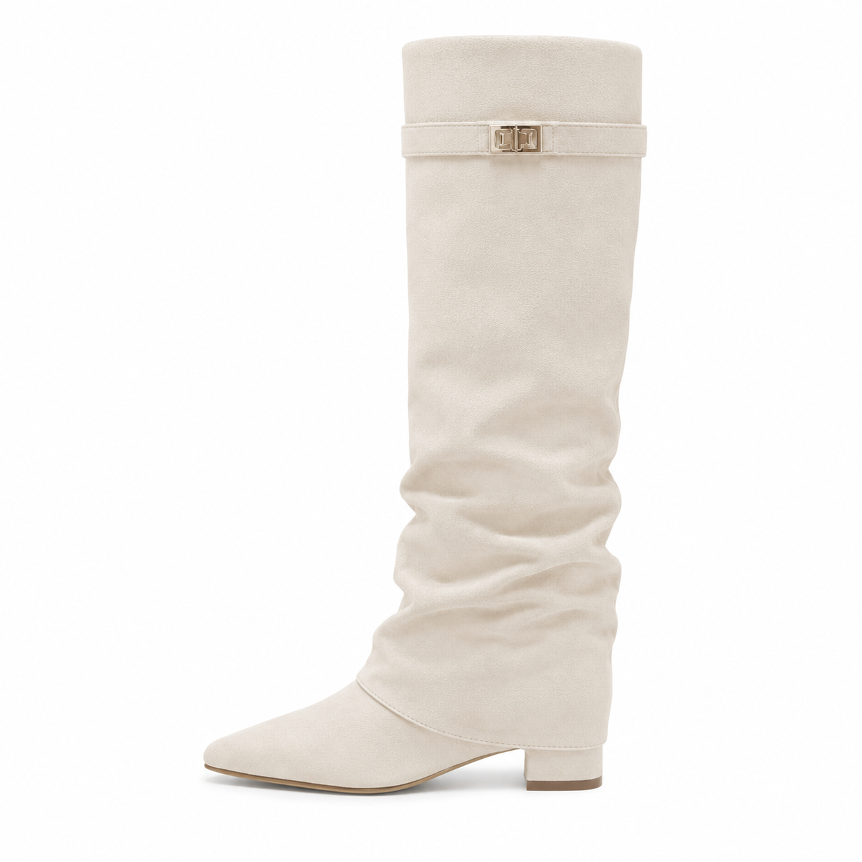 Damen Kniehohe Stiefel Blockabsatz Wildleder - Image 7