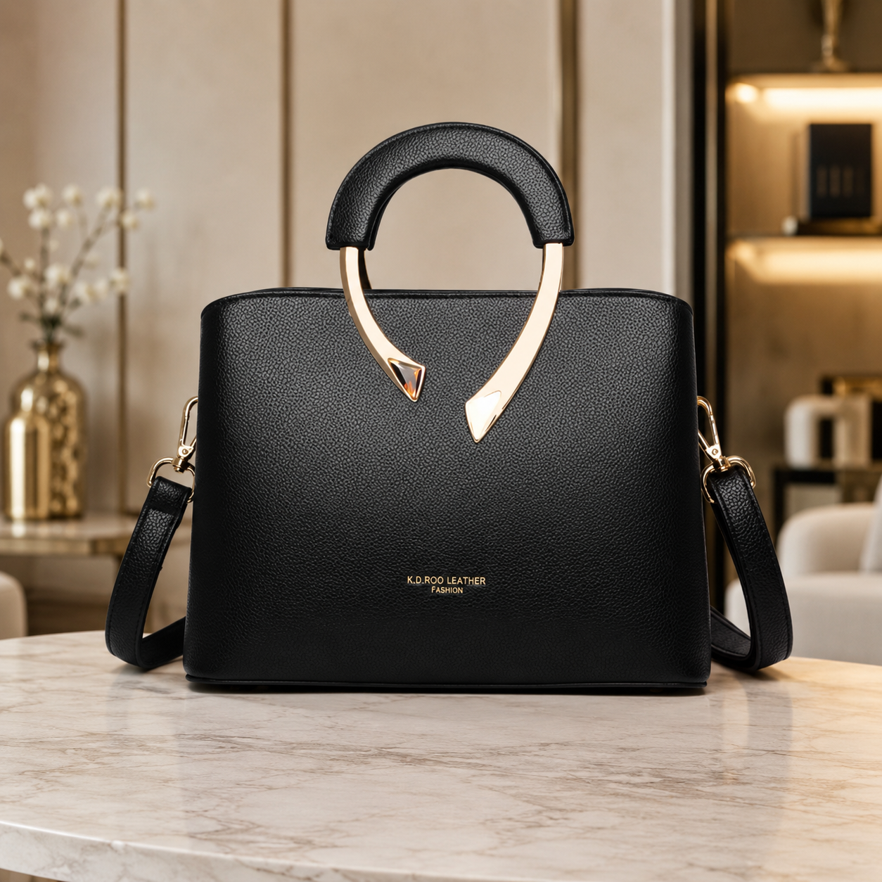 Damen Leder Umhängetasche Elegant Minimalistisch - Image 3