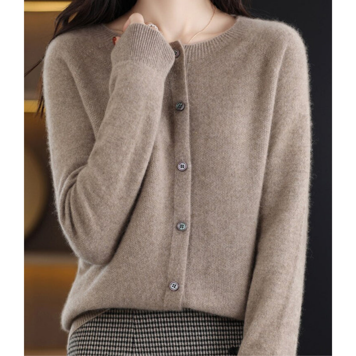 Damen Kaschmir Cardigan V-Ausschnitt mit Knöpfen Langarm - Image 15