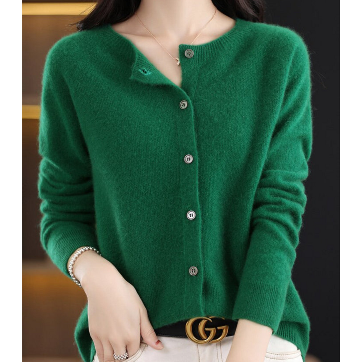 Damen Kaschmir Cardigan V-Ausschnitt mit Knöpfen Langarm - Image 16