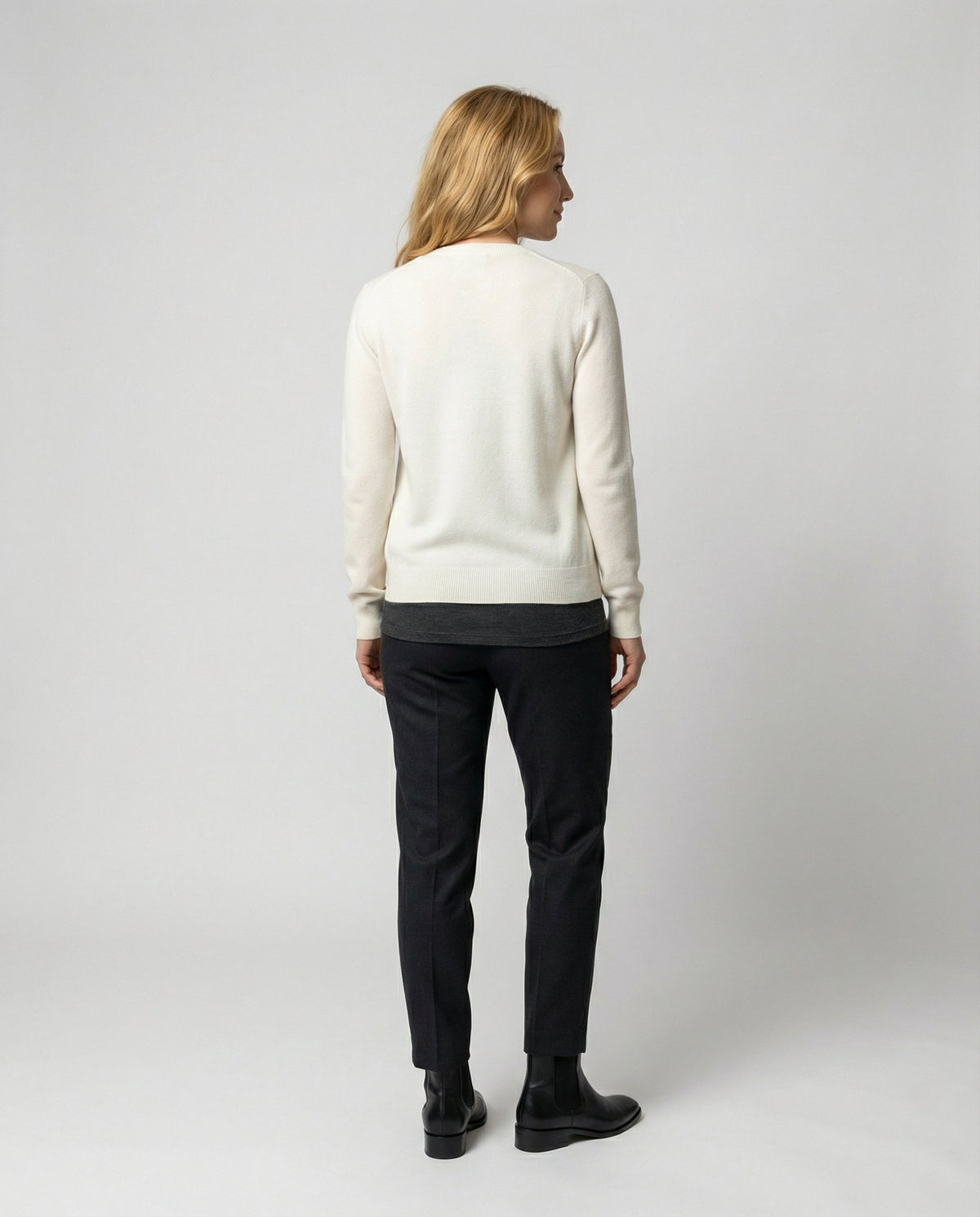 Damen Kaschmir Cardigan V-Ausschnitt mit Knöpfen Langarm - Image 4