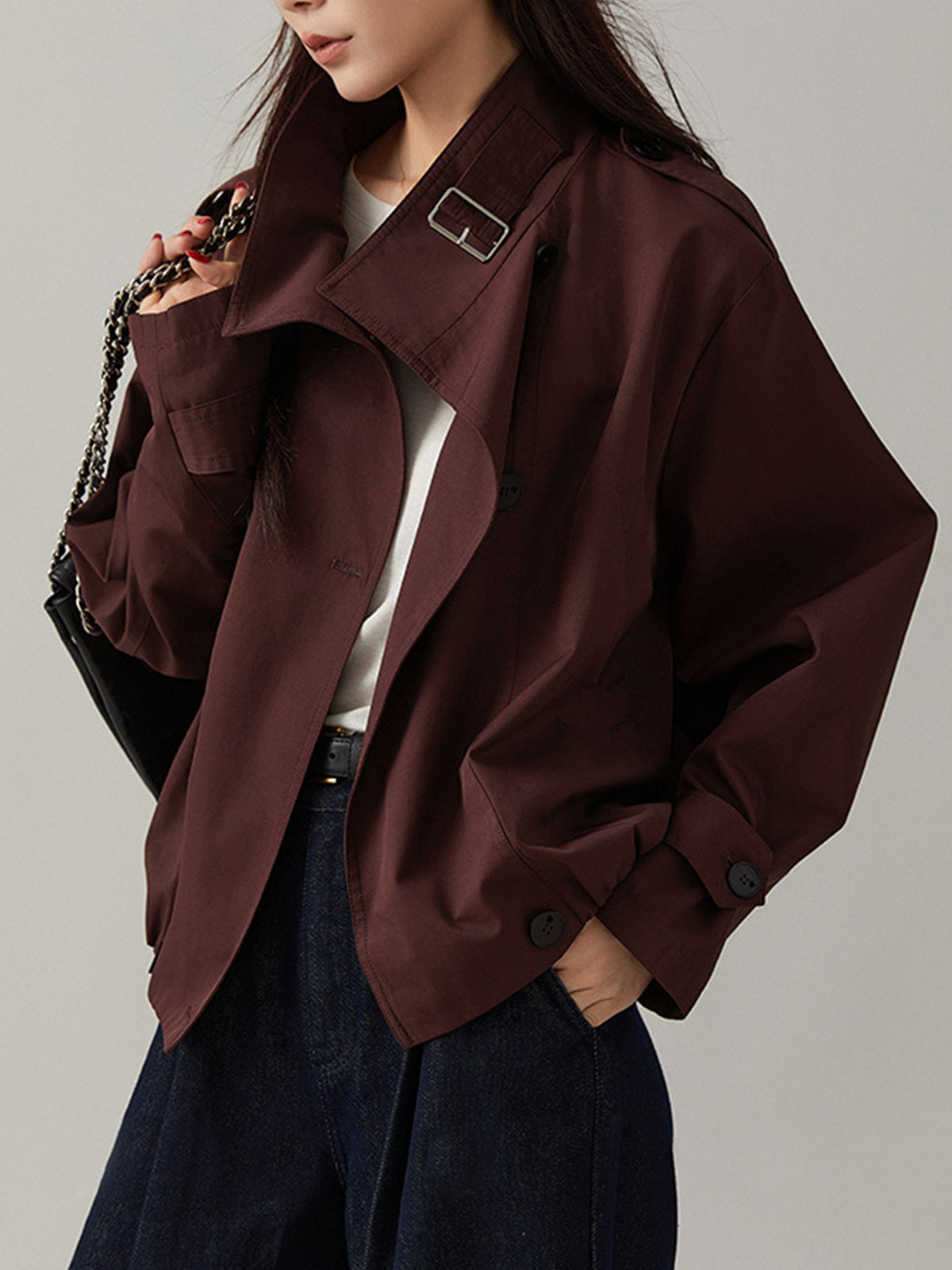 Damen Trenchcoat Lässig Gewebt
