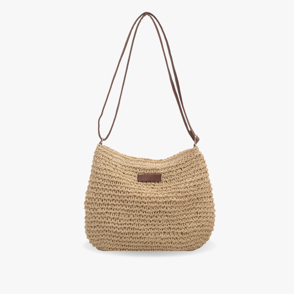 Damen Stroh Schultertasche Vegane Lederriemen Umhängetasche