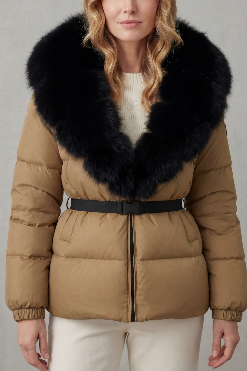 Damen Steppjacke Kunstfell Kapuze warm - Image 19