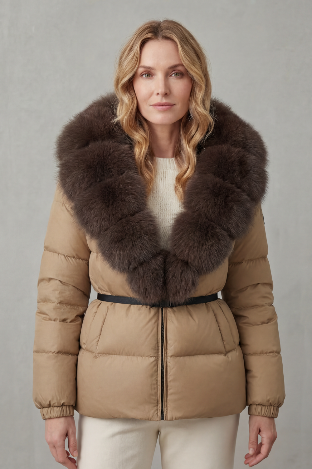 Damen Steppjacke Kunstfell Kapuze warm - Image 16