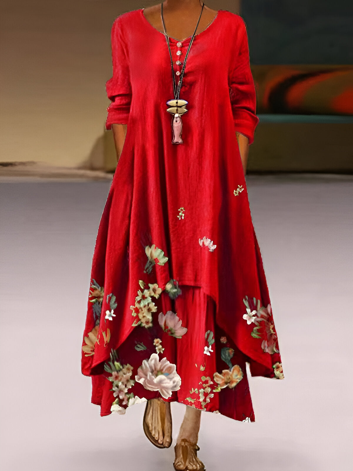 Damen Plus Size Kleid Lagenlook Bauchweg Übergröße - Image 3