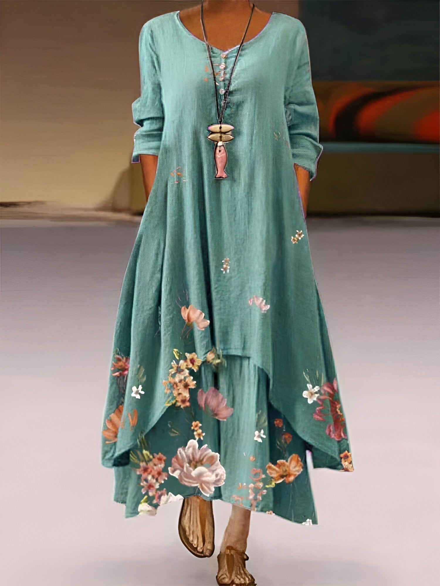 Damen Plus Size Kleid Lagenlook Bauchweg Übergröße - Image 2