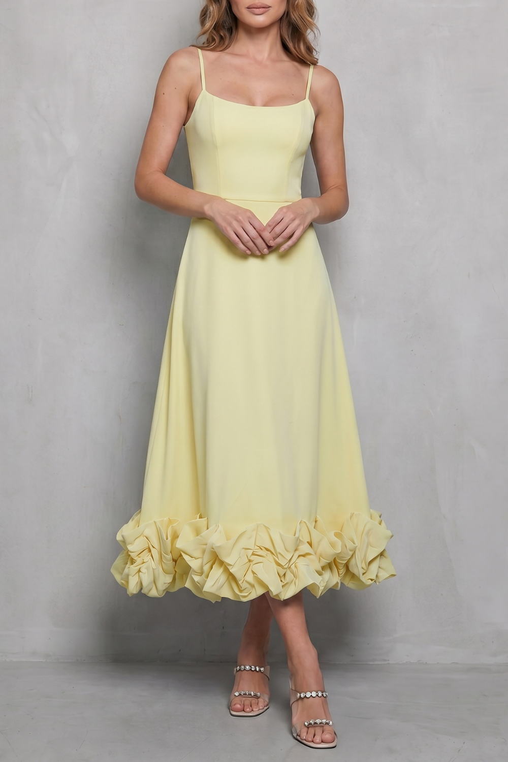 Damen ärmelloses Rüschen Midi-Kleid elegant - Image 9
