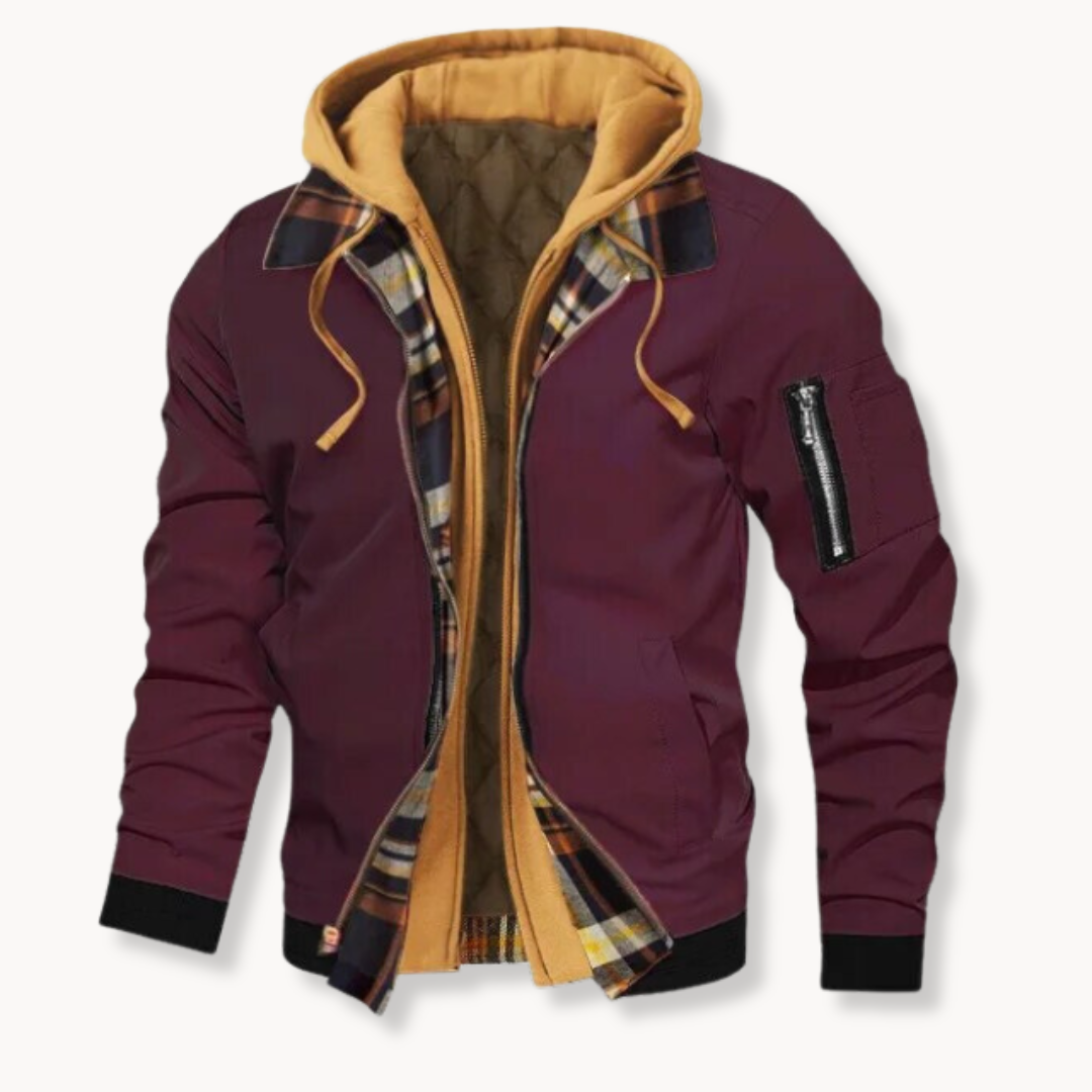 Herren Steppjacke mit Kapuze Kariert Gefüttert - Image 2