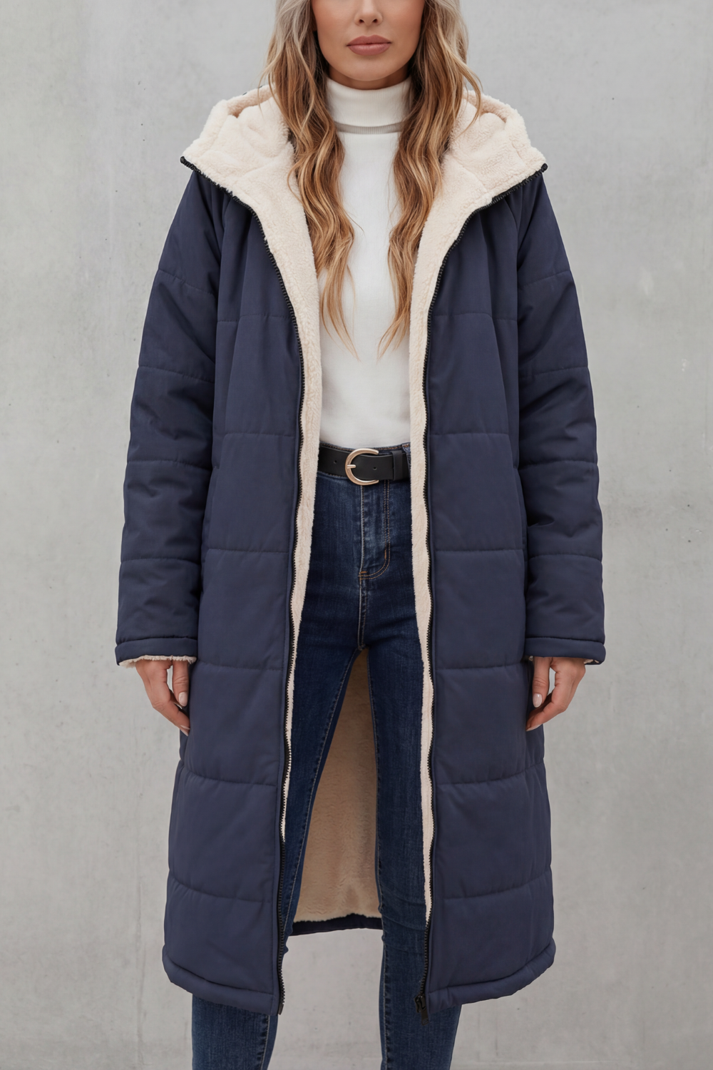 Damen Fleece Mantel