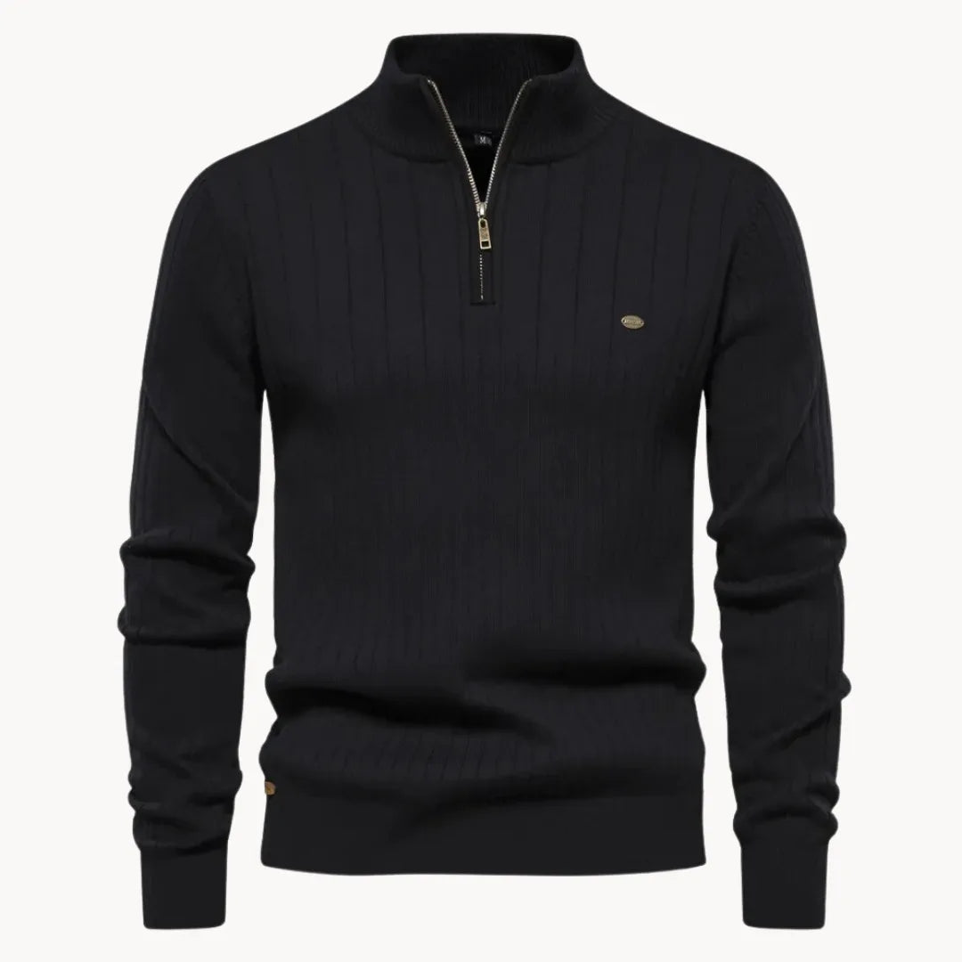 Herren Strickpullover Viertelreißverschluss Stehkragen Gerипpt
Wait, let me recount and rebuild properly.
Herren Gerippter Strickpullover Viertelreißverschluss Stehkragen - Image 6