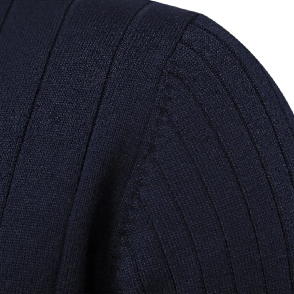 Herren Strickpullover Viertelreißverschluss Stehkragen Gerипpt
Wait, let me recount and rebuild properly.
Herren Gerippter Strickpullover Viertelreißverschluss Stehkragen - Image 3