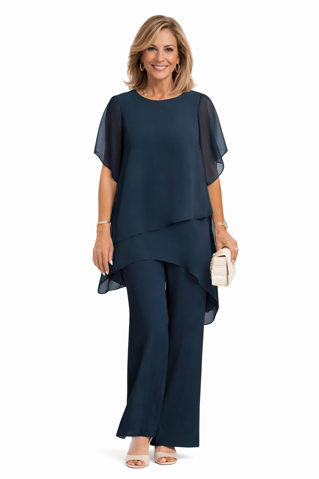 Women Two Piece Wide Leg Set Elegant Flowy
