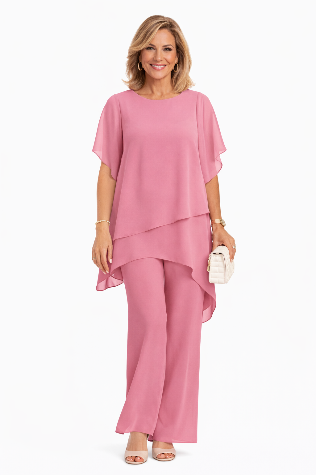 Women Two Piece Wide Leg Set Elegant Flowy - Image 4
