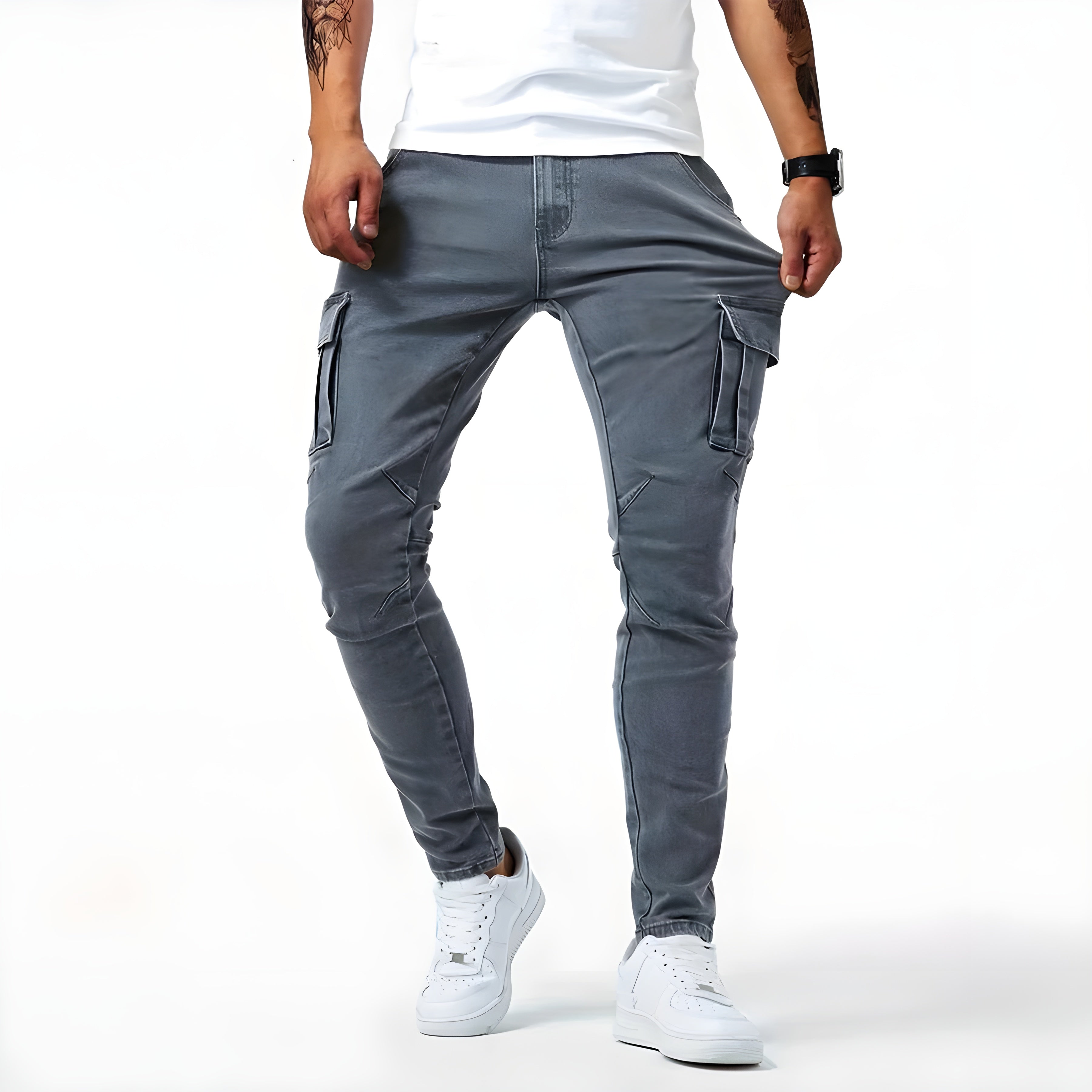 Herren Cargohosen Denim Stretch Elastisch - Image 2
