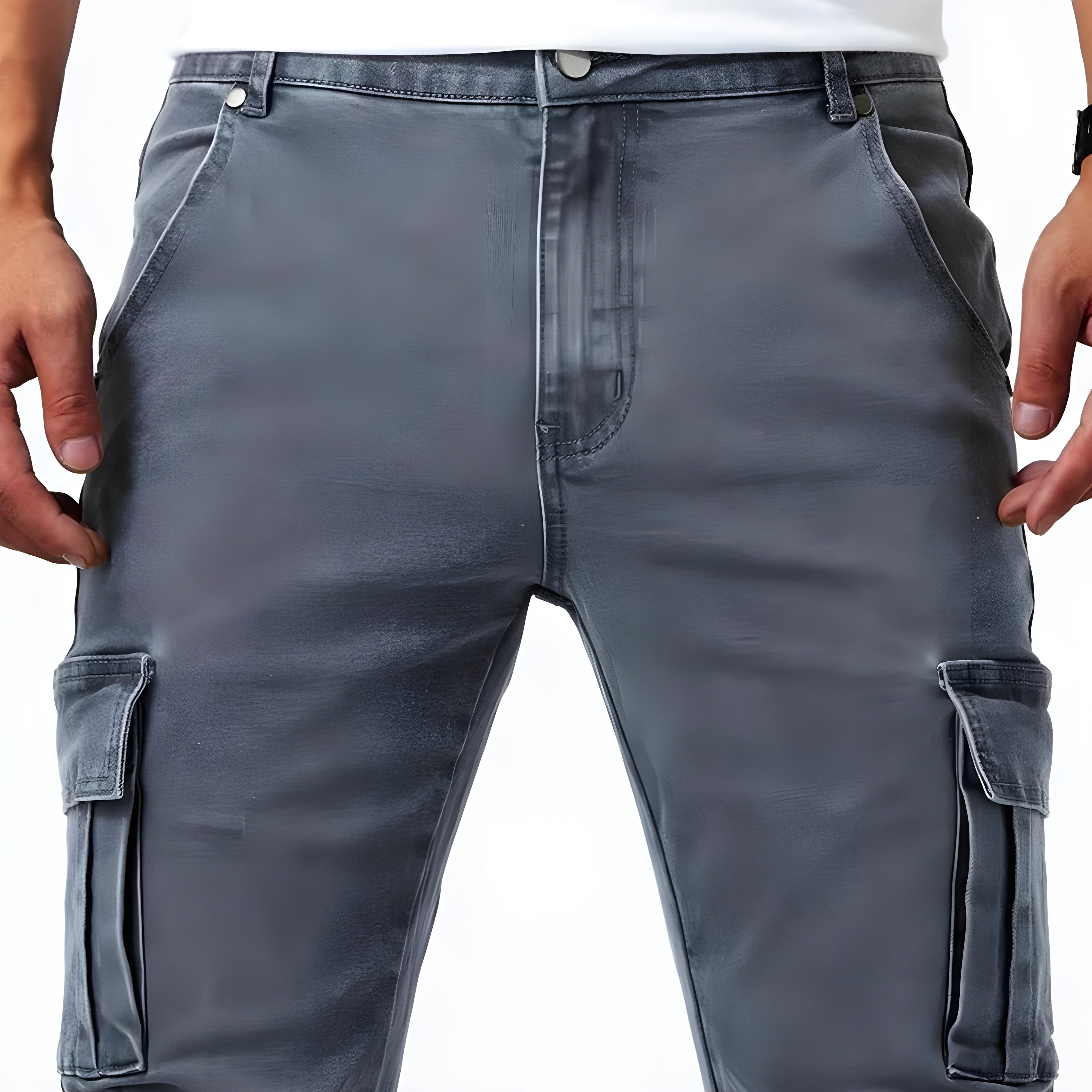 Herren Cargohosen Denim Stretch Elastisch - Image 4