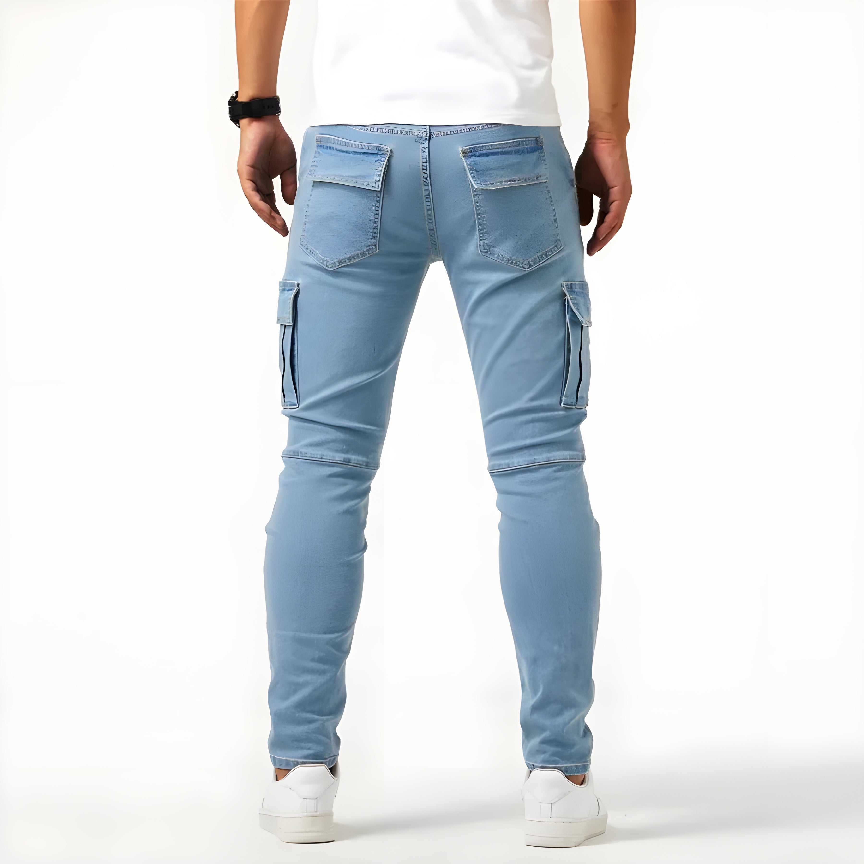 Herren Cargohosen Denim Stretch Elastisch - Image 8