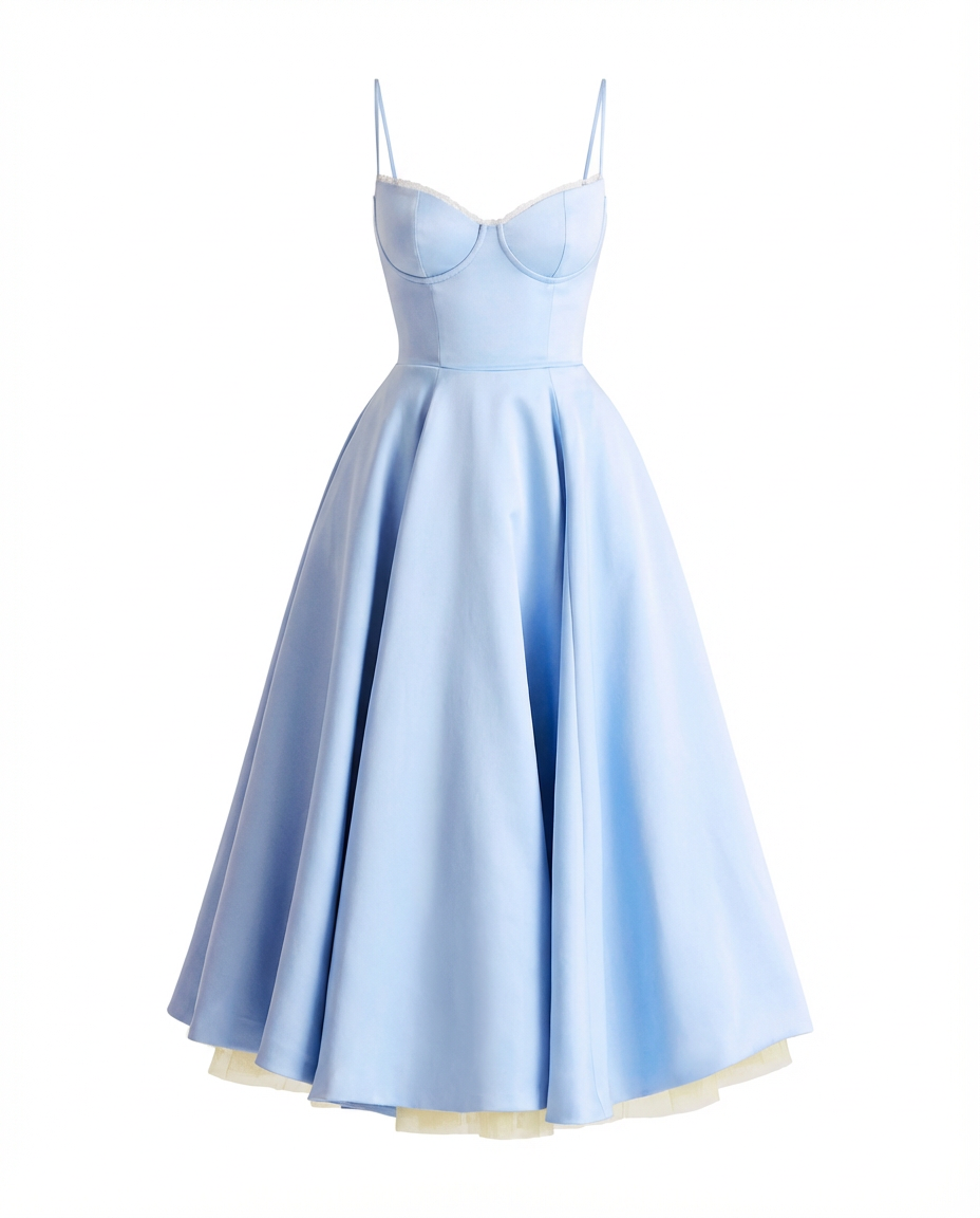 Damen Midikleid Fit and Flare Festlich Spaghettiträger - Image 9