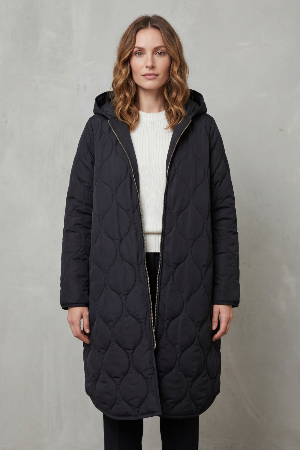 Damen Stepparka mit Kapuze Longline - Image 2