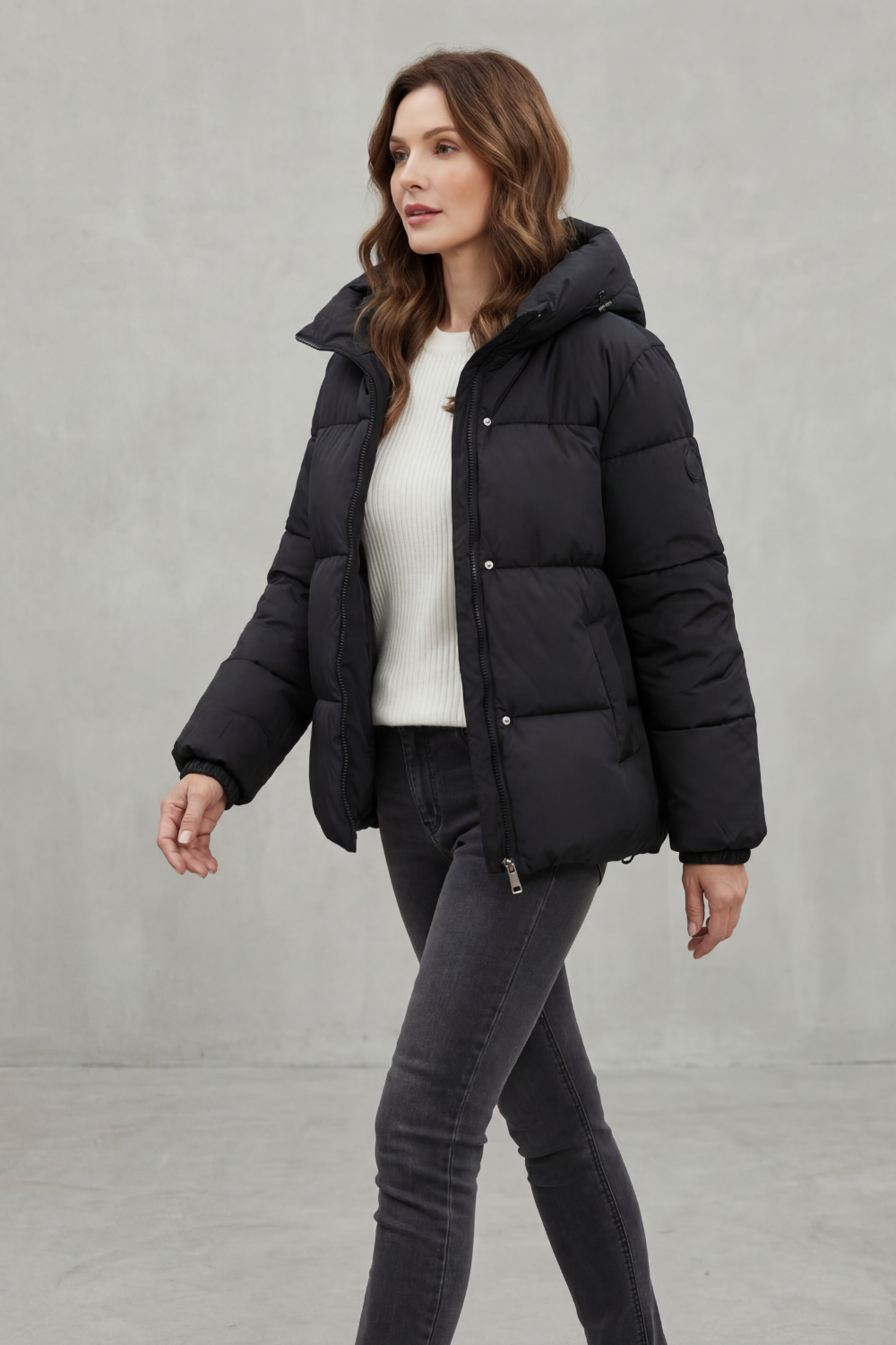 Damen Steppjacke Pufferjacke warm mit Kapuze - Image 3