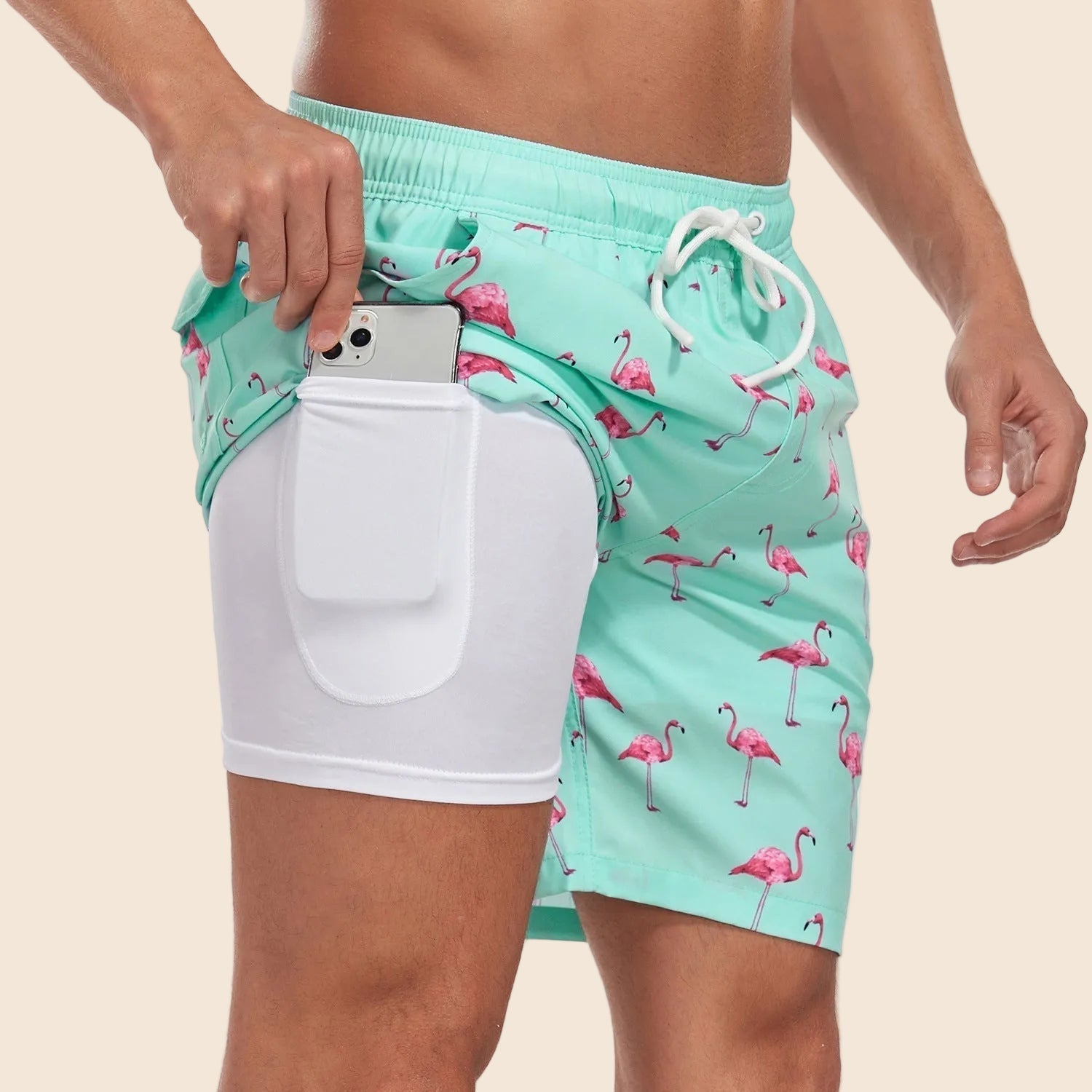 Men's Slim Fit Patterned Swim Shorts Inner Liner - Image 11