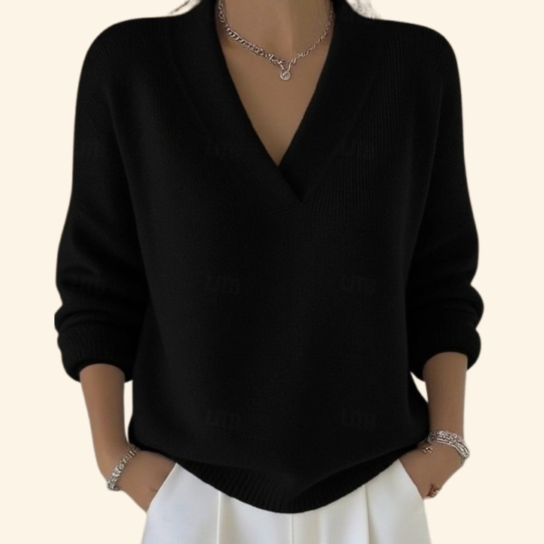 Damen Pullover V-Ausschnitt Eleganter Strickpullover - Image 4