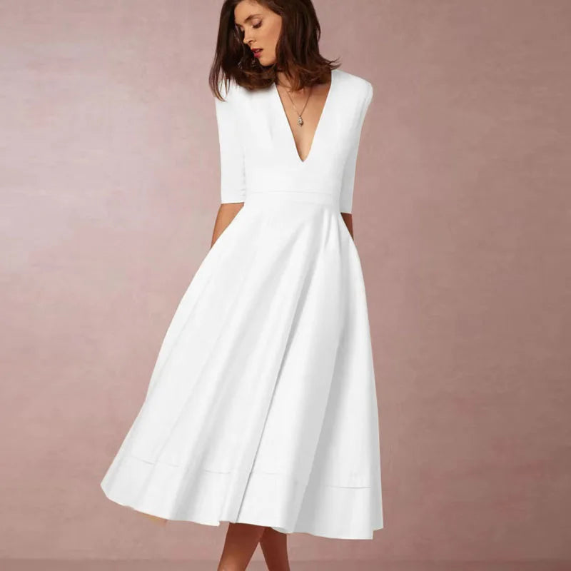 Damen Midikleid V-Ausschnitt - Image 4