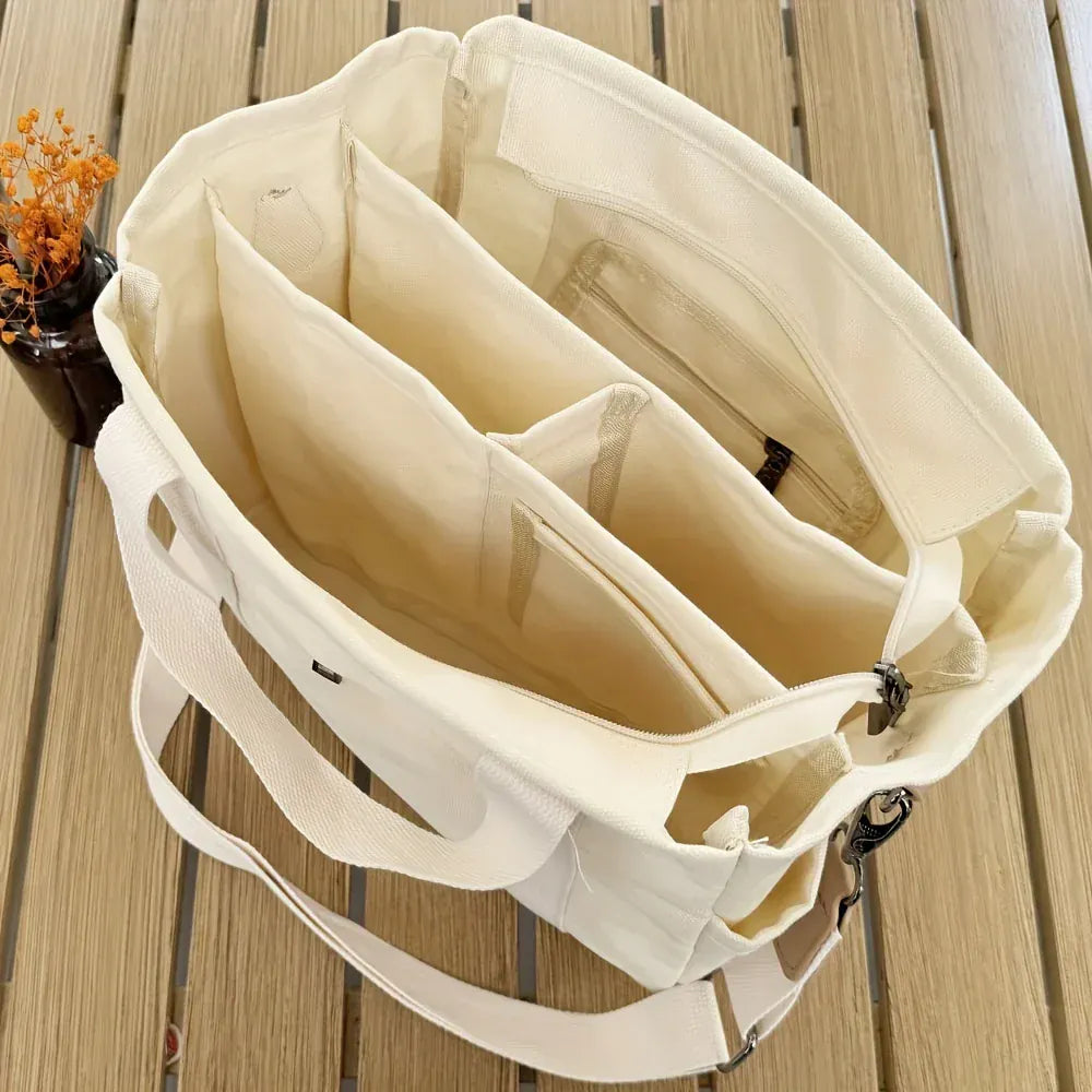 Damen Tote Bag groß Shopper Handtasche viele Fächer Schulterriemen - Image 4