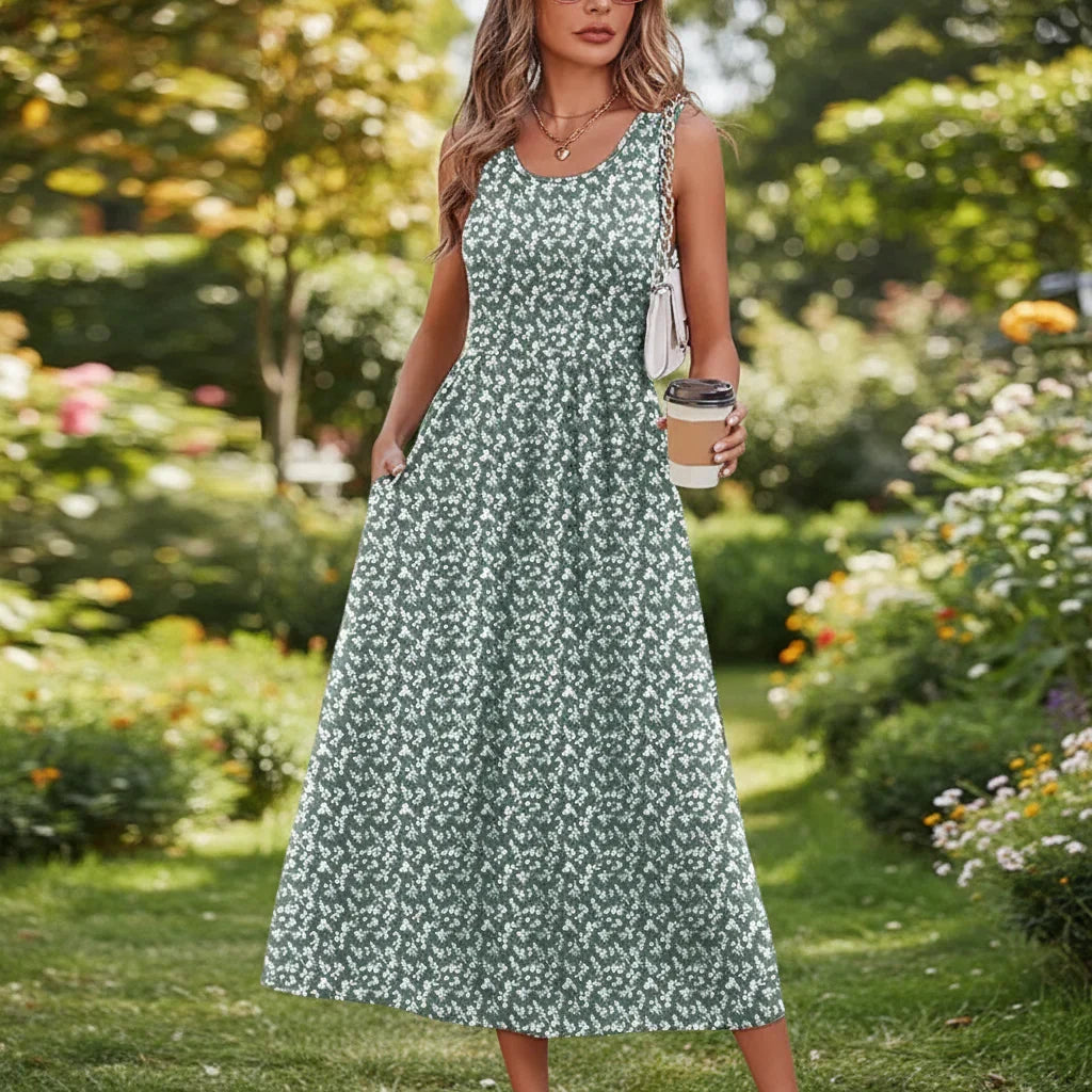 Damen Ärmelloses Boho Maxikleid mit Print - Image 7