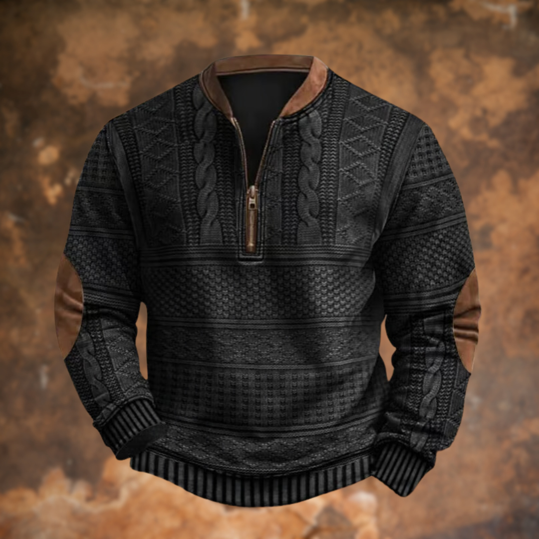 Herren Strickpullover Viertelreißverschluss Zopfmuster Troyer - Image 2