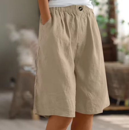 Damen Leinen Bermuda Shorts Knielang Relaxed Fit - Image 8