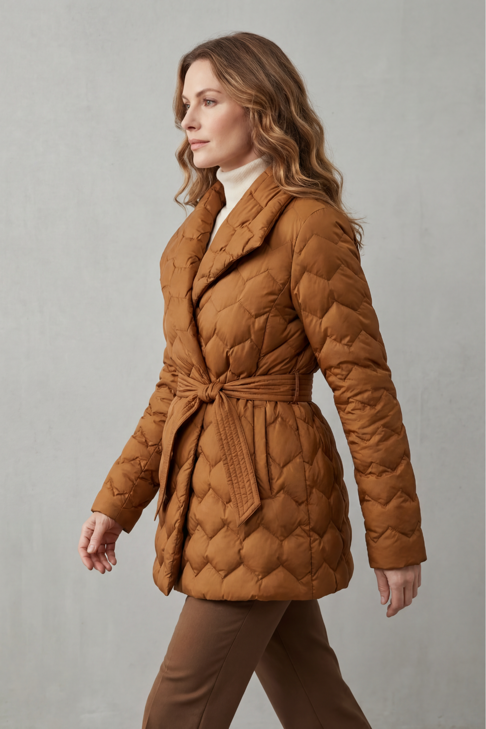 Damen Steppjacke Tailliert Longline Pufferjacke - Image 3