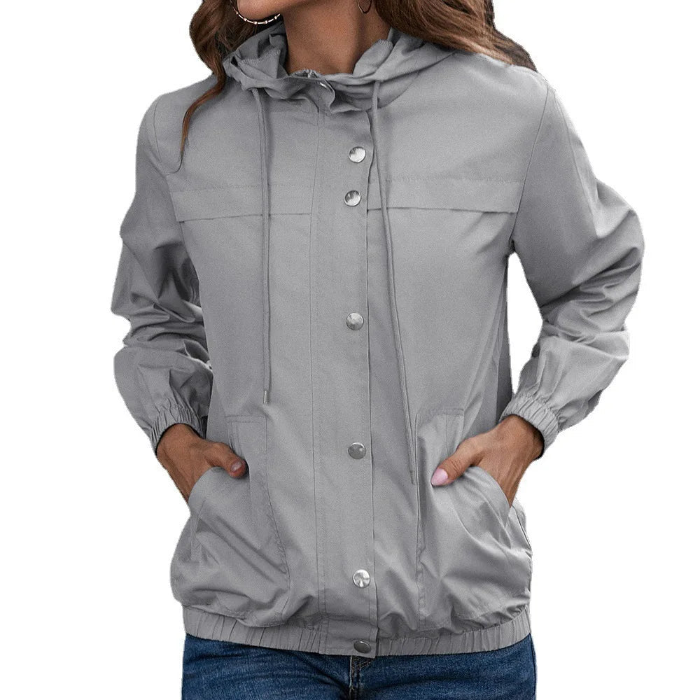 Damen Wasserdichter Trenchcoat Kapuze - Image 3