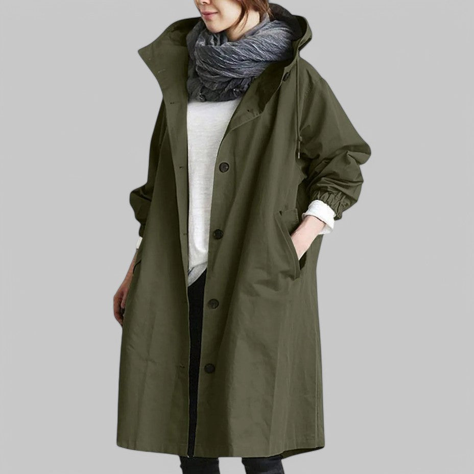 Damen Wasserdichter Trenchcoat Winddicht mit Kapuze - Image 5