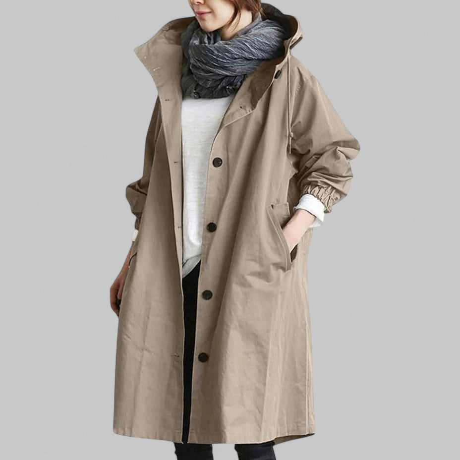 Damen Wasserdichter Trenchcoat Winddicht mit Kapuze - Image 4