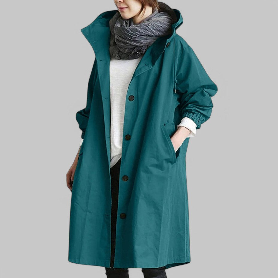 Damen Wasserdichter Trenchcoat Winddicht mit Kapuze - Image 6