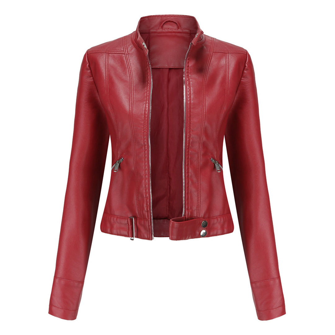 Damen Lederjacke Klassisch Figurbetont - Image 3
