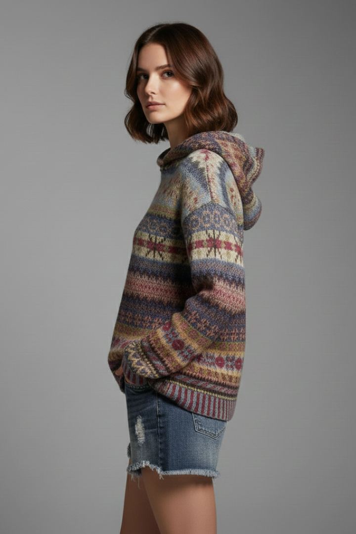 Damen Hoodie Gerippte Manschetten Kapuzenpullover - Image 3