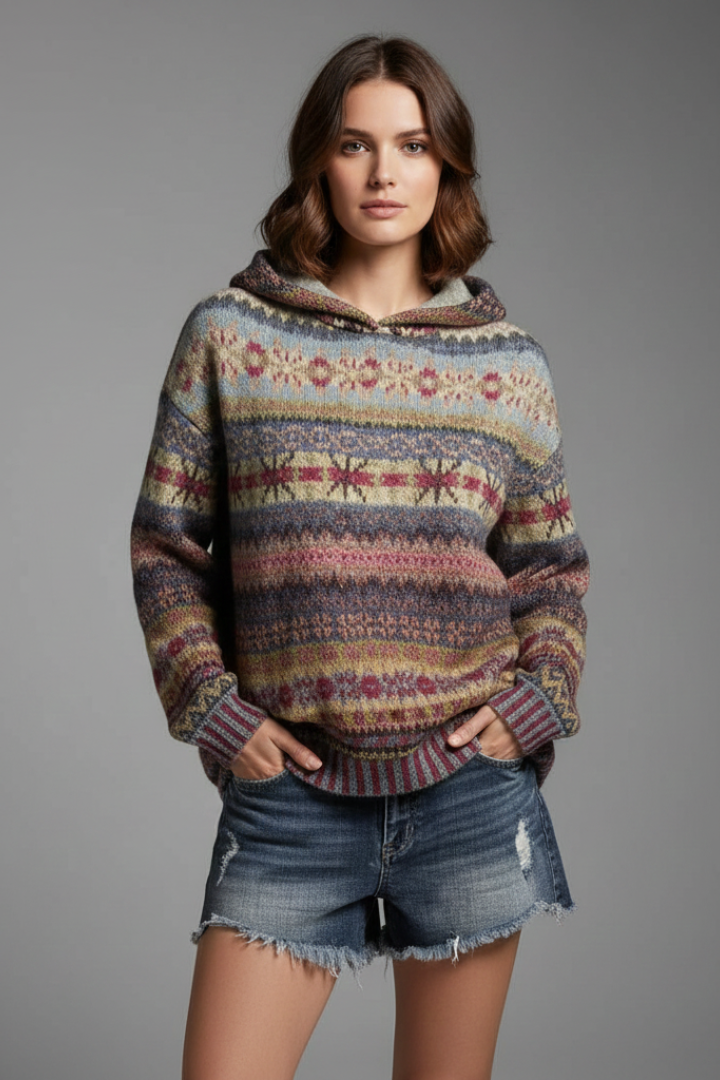 Damen Hoodie Gerippte Manschetten Kapuzenpullover - Image 2