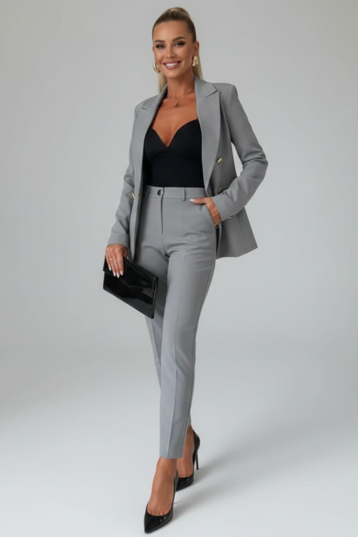 Damen Anzug Set Sommer Doppelreihig Blazer Hose Zweiteiler - Image 14