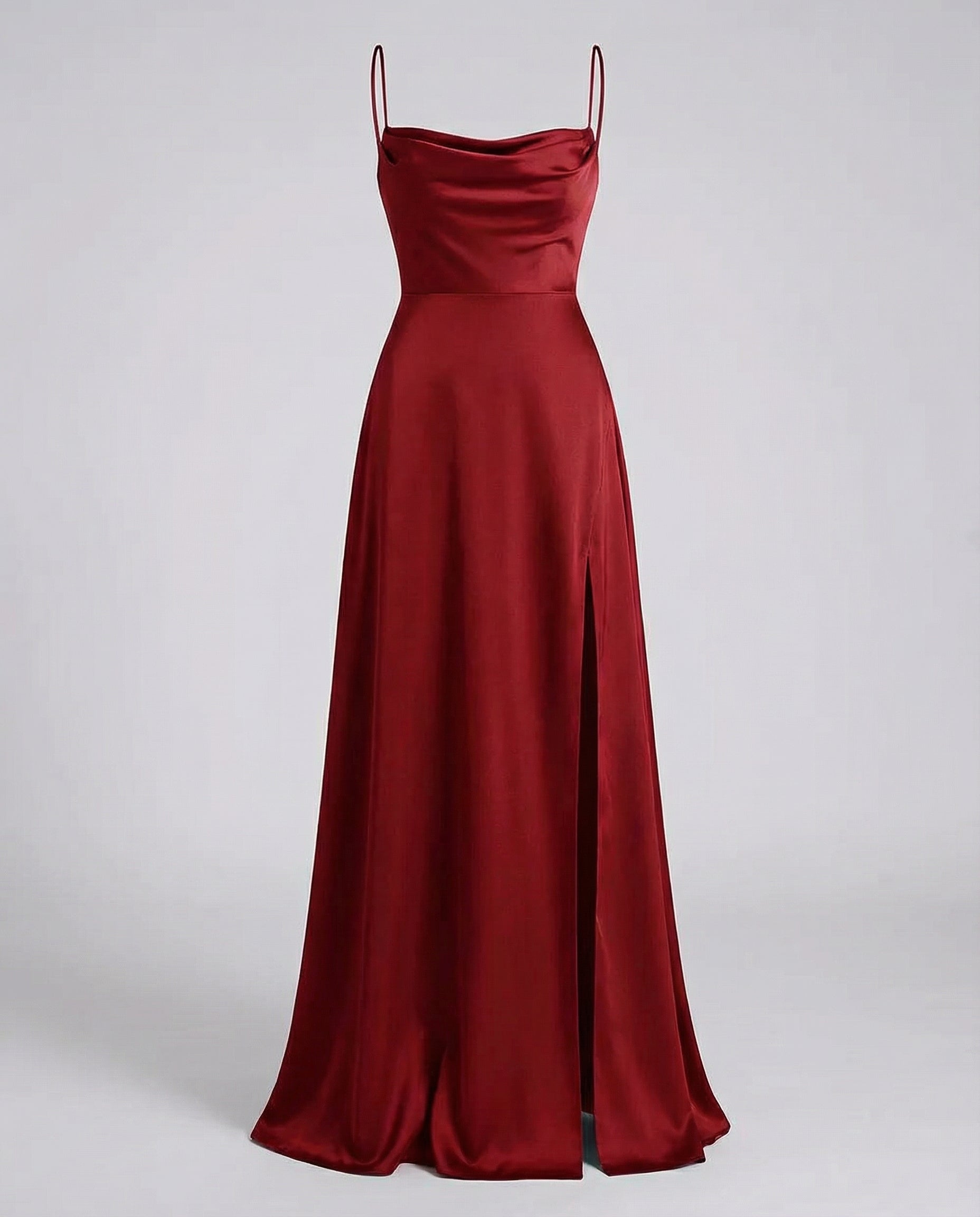Damen Satin Wasserfallausschnitt Abend Maxikleid - Image 2