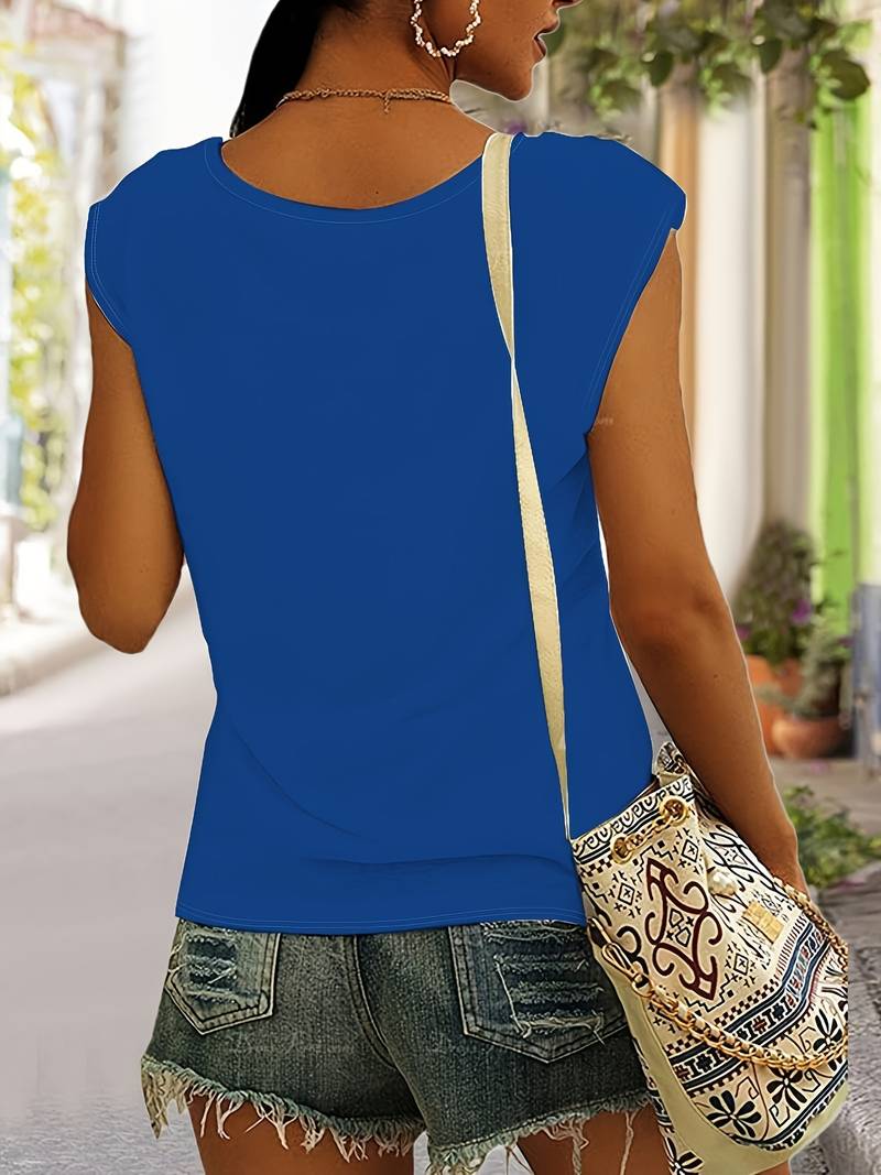 Damen Tanktop V-Ausschnitt Fließend Lässig - Image 5
