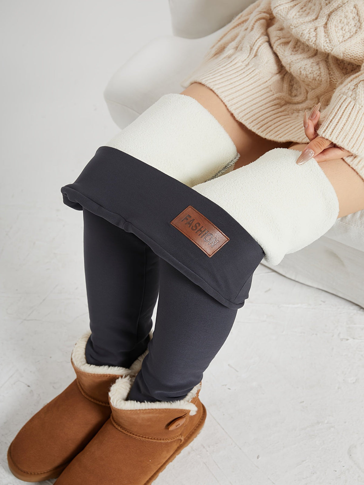 Damen Fleece Leggings High Waist Gefüttert Warm Winter - Image 20