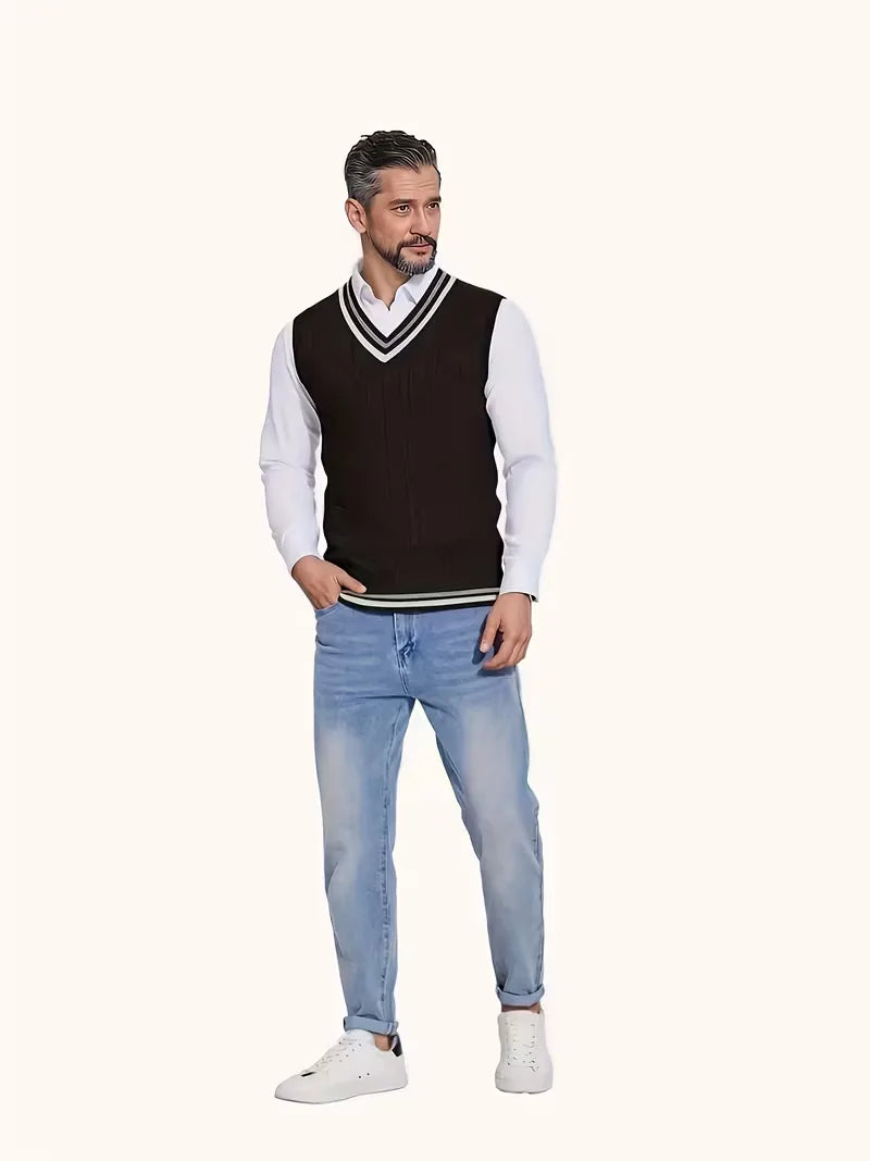 Herren Strick V-Ausschnitt Weste - Image 17