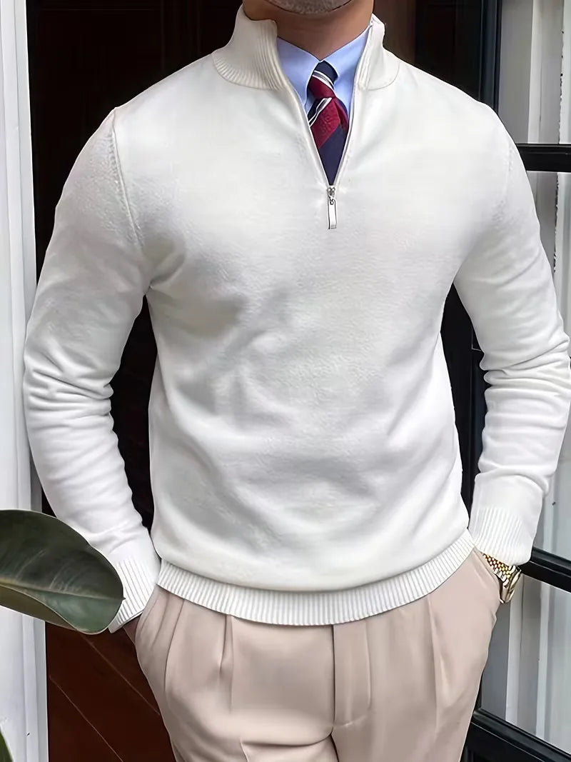 Herren Strickpullover Troyer Reißverschluss Stehkragen - Image 24