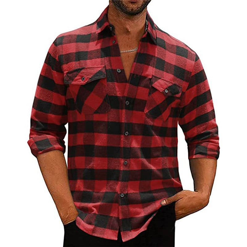 Herren Kariertes Hemd Klassisches Karohemd Relaxed Fit - Image 2