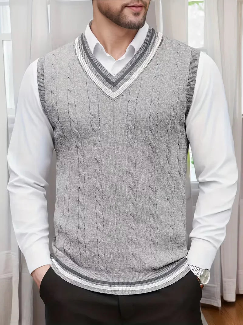 Herren Strick V-Ausschnitt Weste - Image 31