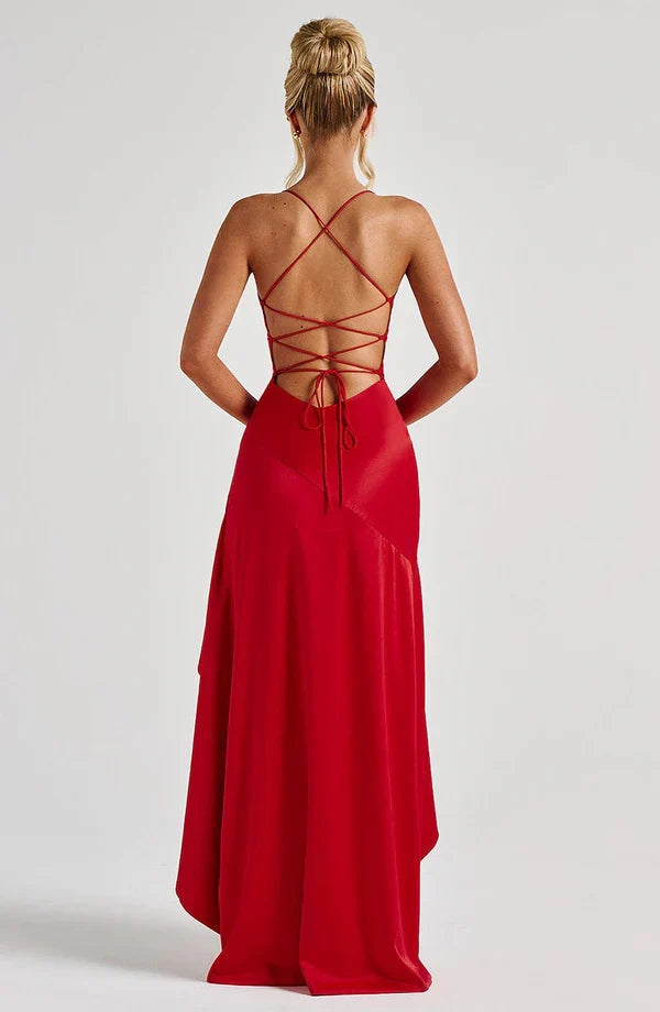 Damen Satin Maxikleid elegant lang Schlitz rückenfrei - Image 17