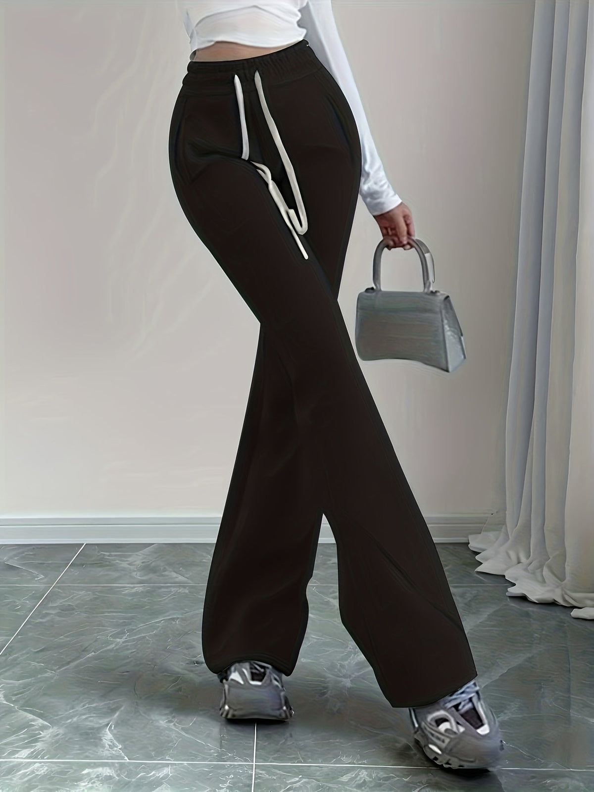 Damen Schlaghose Hoher Bund High Waist Hose - Image 4