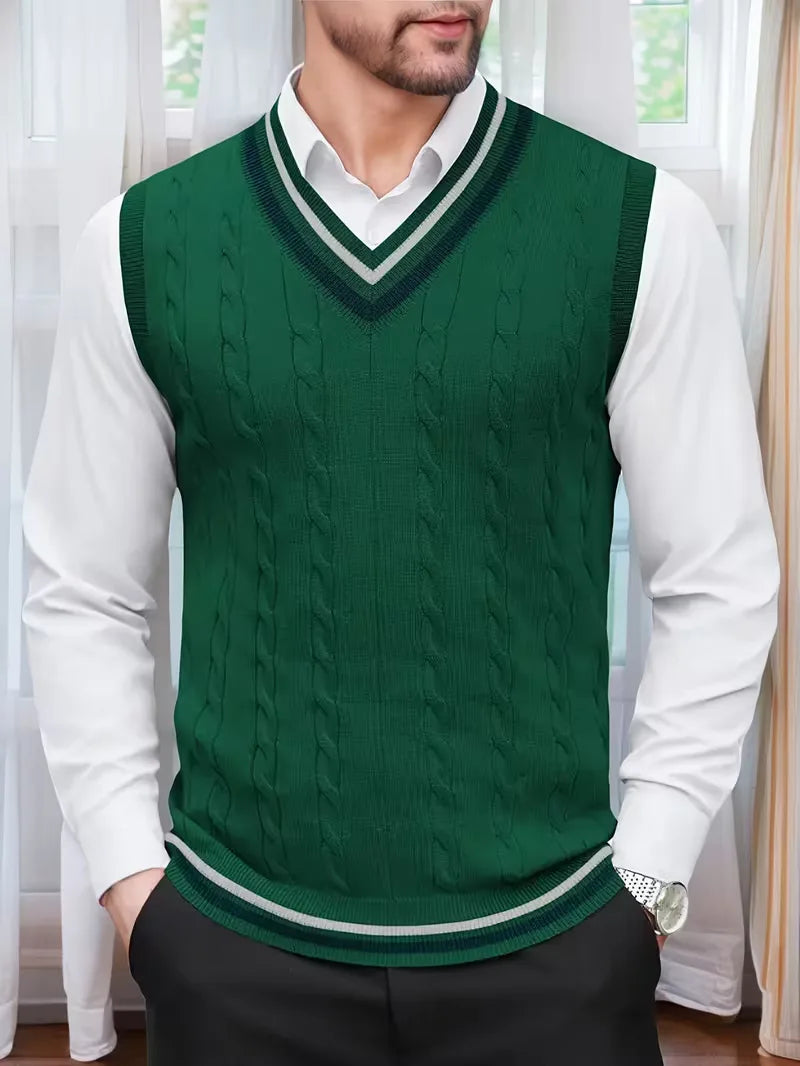 Herren Strick V-Ausschnitt Weste - Image 26